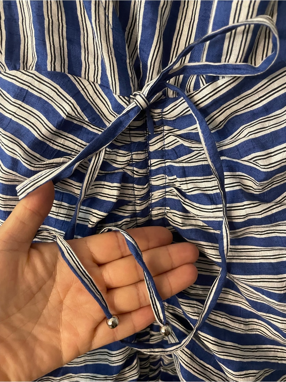 Veronica Beard Teagan Striped Wrap Midi Dress Blue White Size 2 - Picture 7 of 11